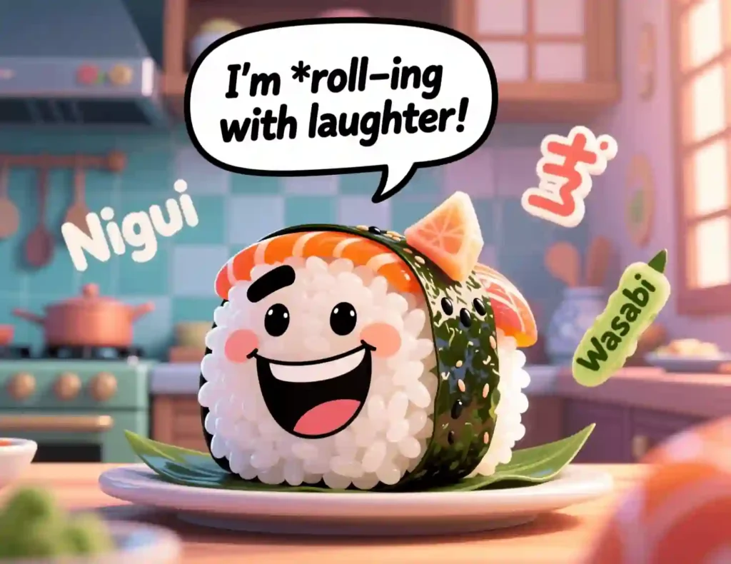 funny sushi puns image