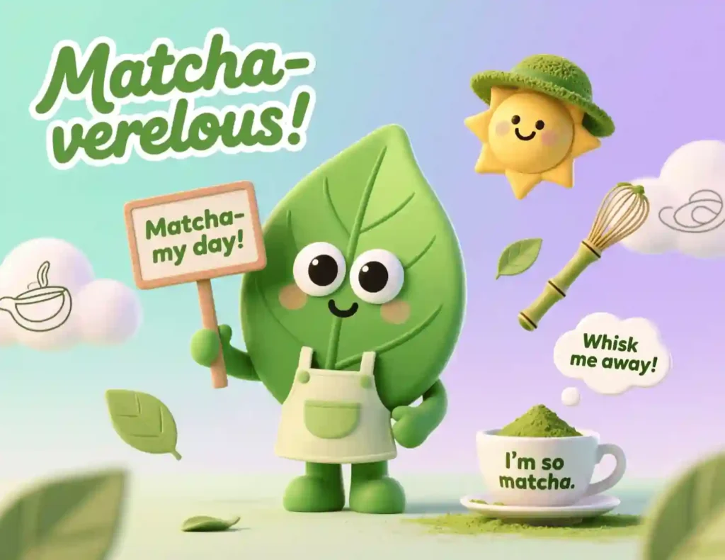 unique and new creative matcha puns image