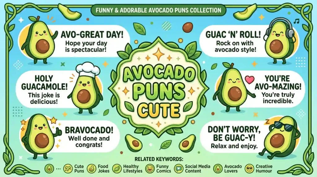 avocado puns cute​ image
