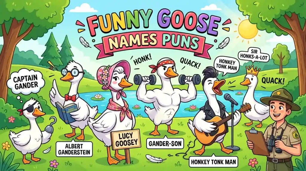 funny goose names puns​ image