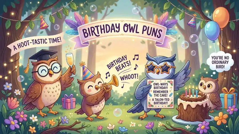 birthday owl puns image