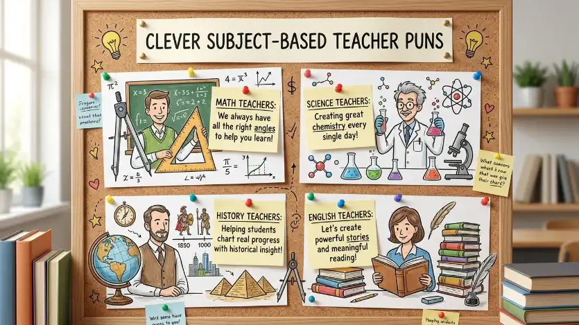 clever subject-based teacher puns image