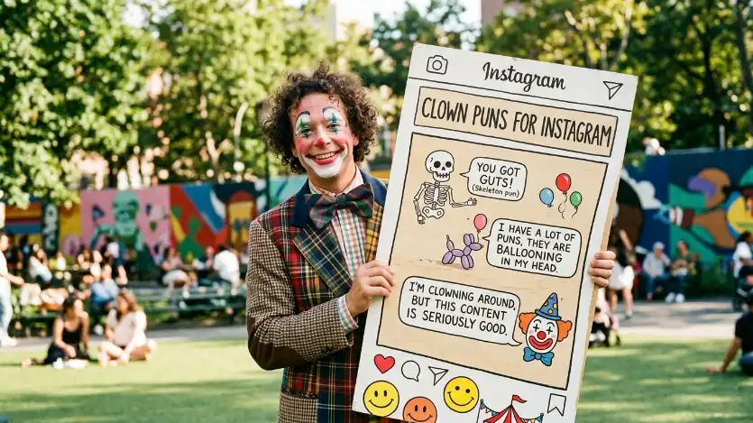 clown puns for instagram image