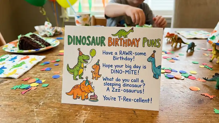 dinosaur birthday puns image