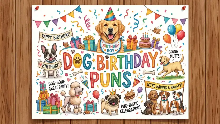 dog birthday puns image