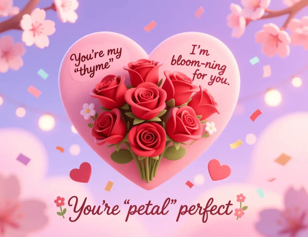 flower valentines puns image