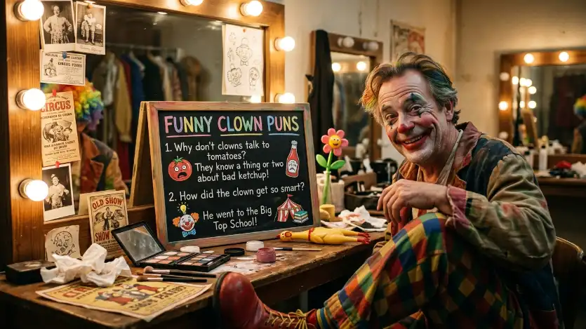funny clown puns image