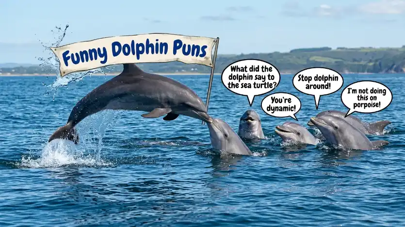 funny dolphin puns image