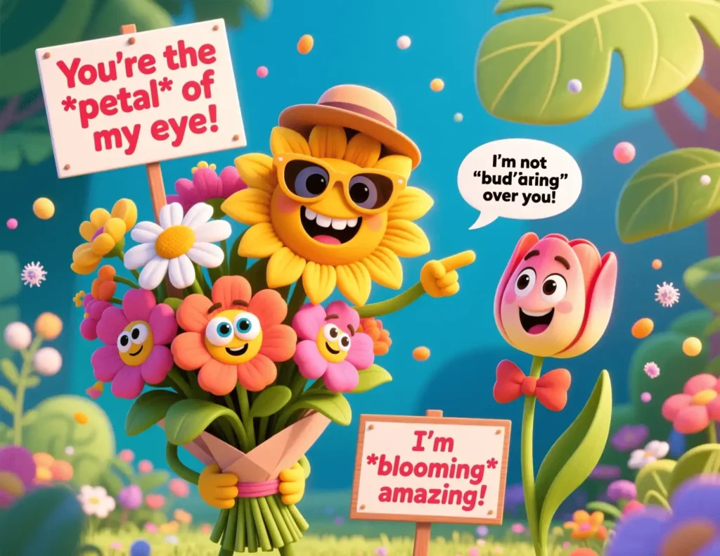 funny flower puns image