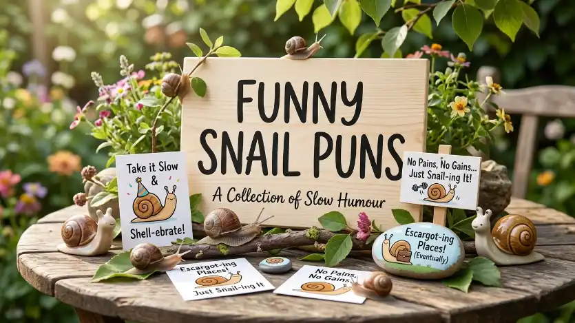 funny snail puns image
