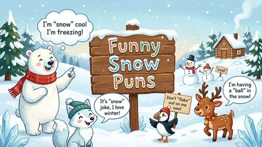 funny snow puns image