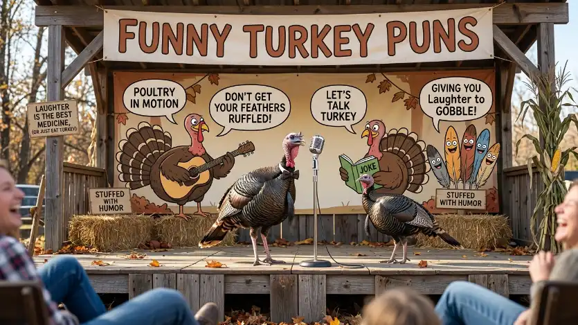 funny turkey puns image
