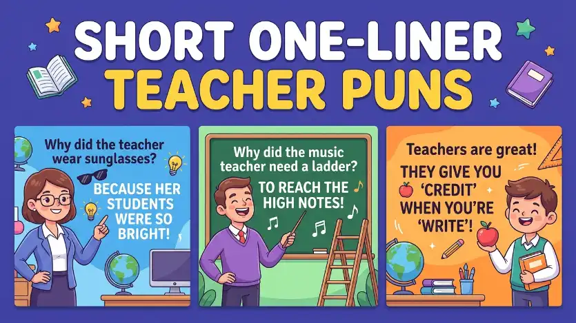 one liner teacher puns image