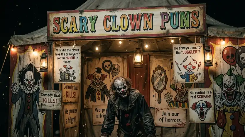 scary clown puns image