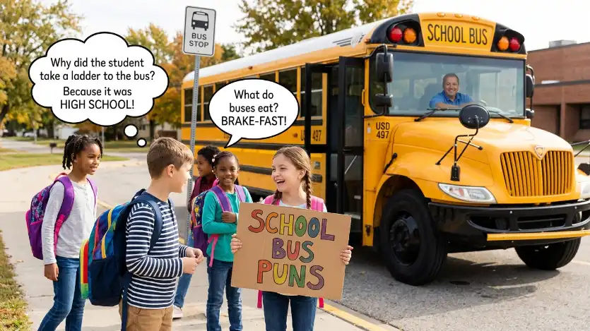 school bus puns image
