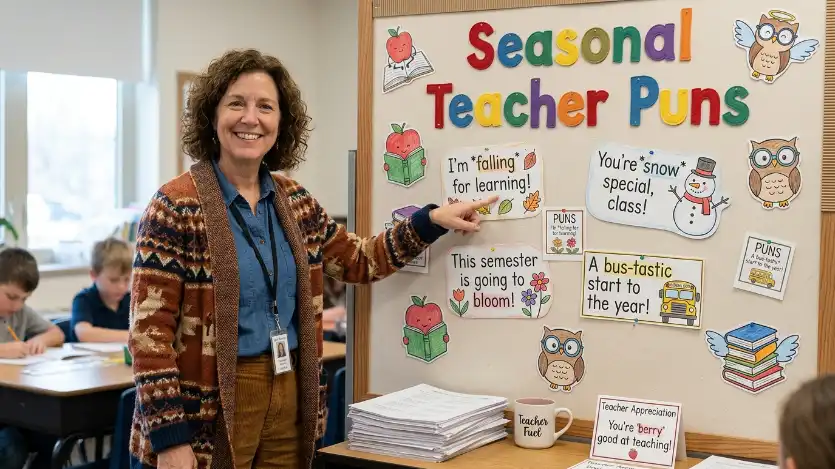 seasonal teacher puns image