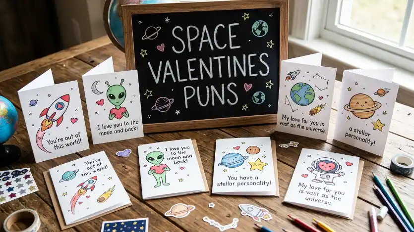 space valentines puns image