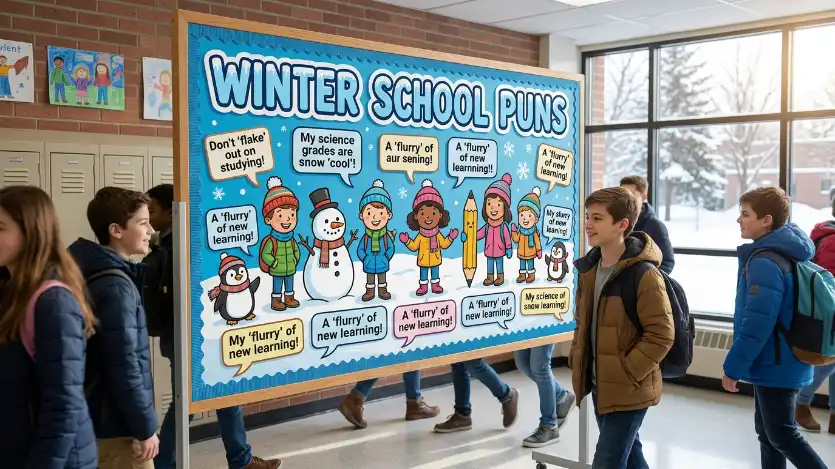 winter puns for school image