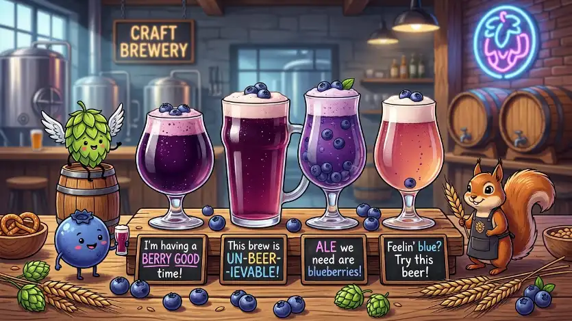 blueberry beer puns image