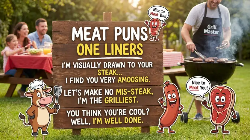 meat puns one liners image
